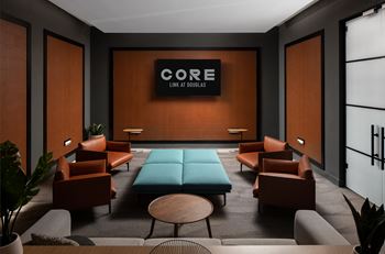 Social lounge with kitchen and media room